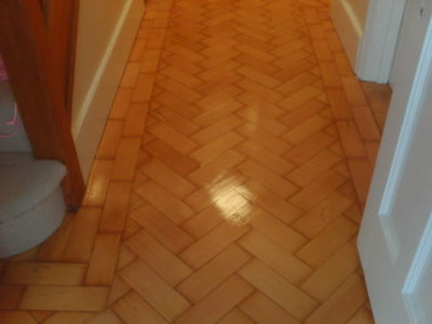 douglas fir hallway varnished